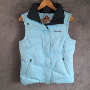 Columbia Omni-Heat Down Puffer Vest Light Blue Sz M Omni-Shield Gorpcore *Read*